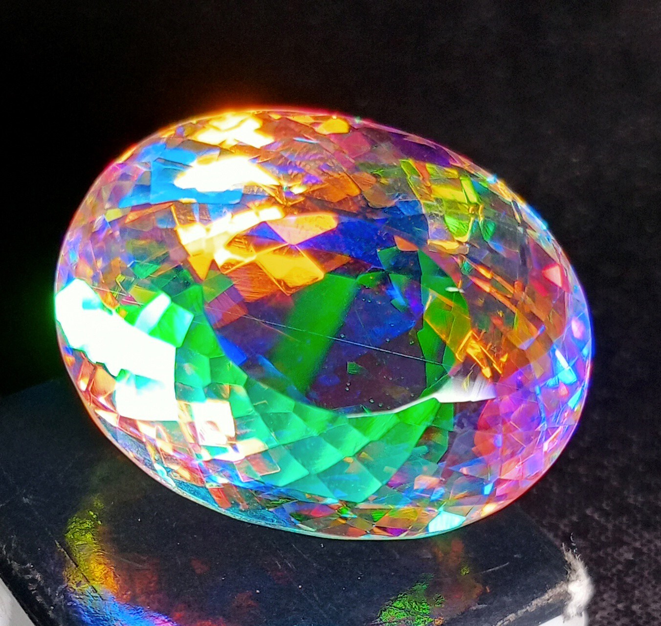 Natural Mystic Topaz Color Oval Cut Certified 69.40 Ct Rainbow Loose Gemstone