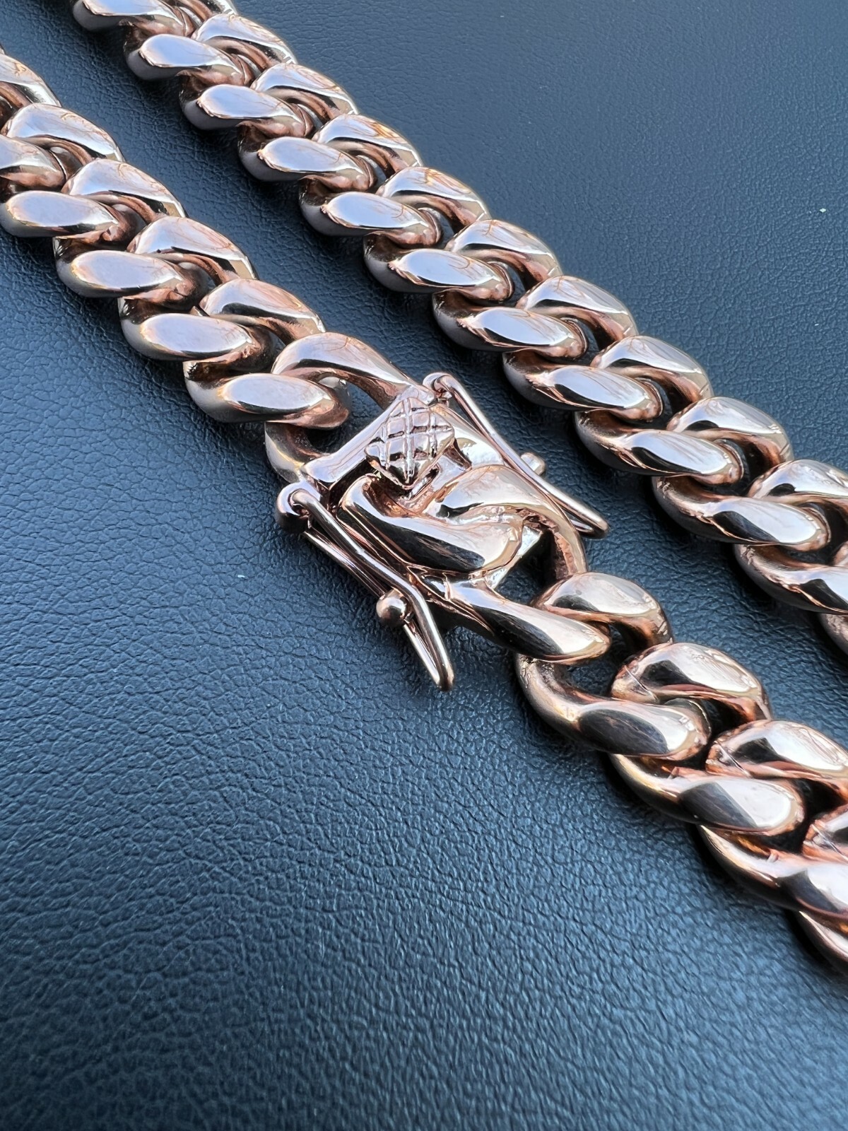 Miami Cuban Link Chain Necklace 14k Rose Gold Stainless Steel 4-18mm