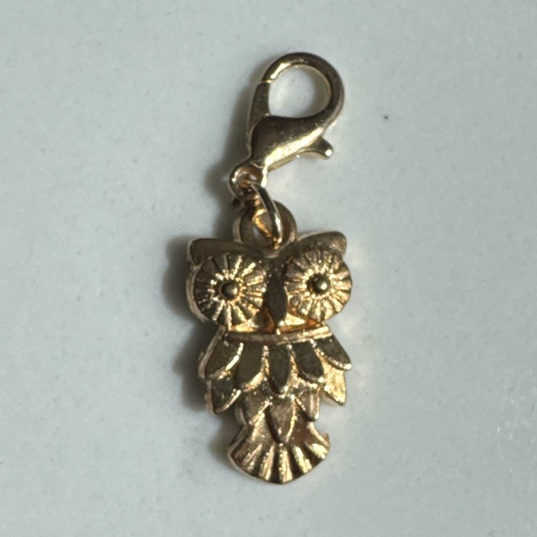 gold tone owl dangle charm lobster clasp metal no stone animals & insects