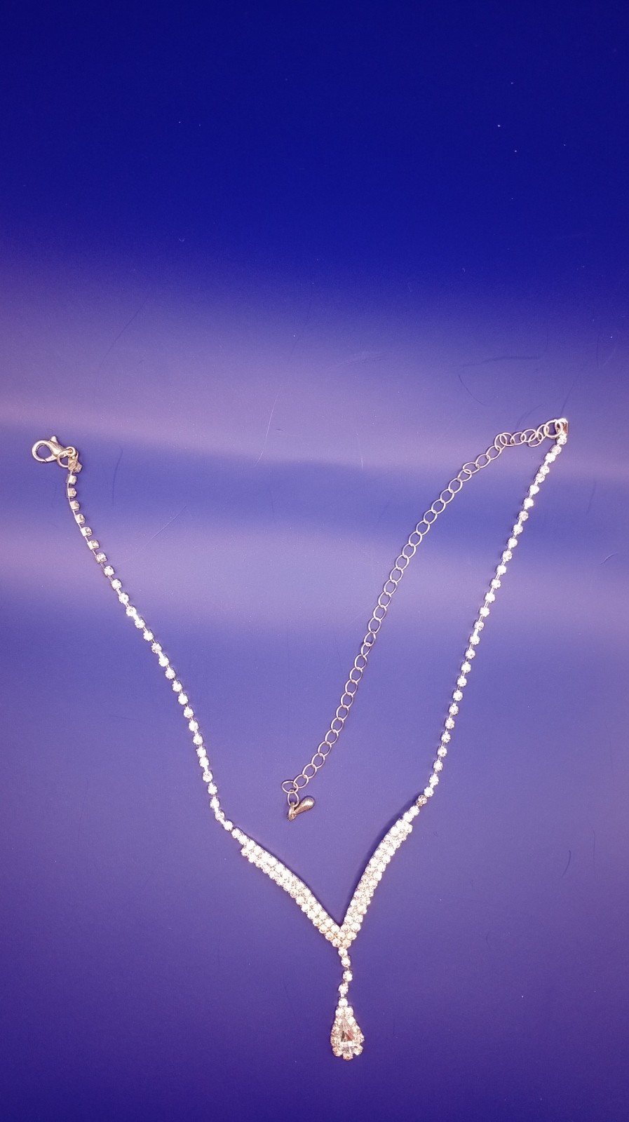 Elegant Crystal V-Shape Necklace with Teardrop Pendant – Bridal Jewelry Statemen