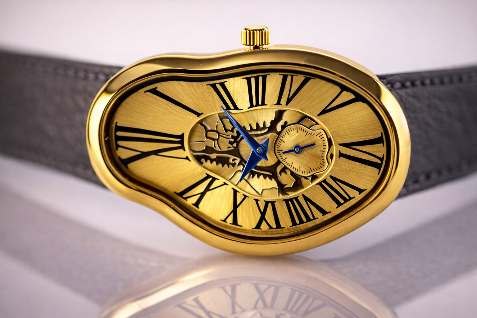 Men’s Abstract Melting Watch Asymmetric Masculine Soft Gifts Watch with Subdial