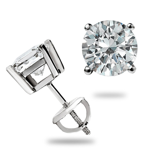 REAL 14K WHITE GOLD 1.00 CT BRILLIANT CUT GRA MOISSANITE STUDS SCREW-BACK GIFT
