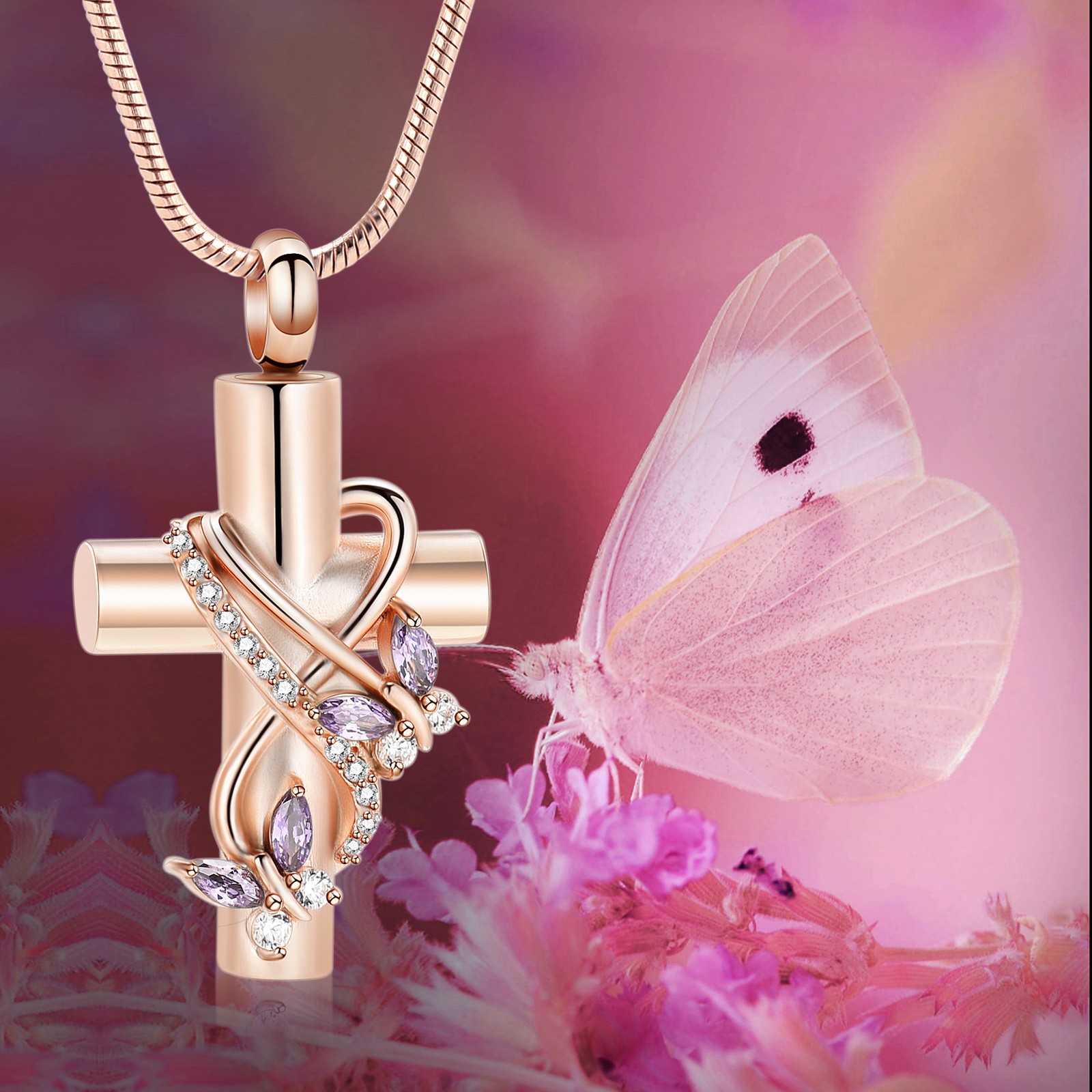 Urn Necklaces for Ashes Butterfly Urn Cremation Jewelry for Ashes for Human/Pet