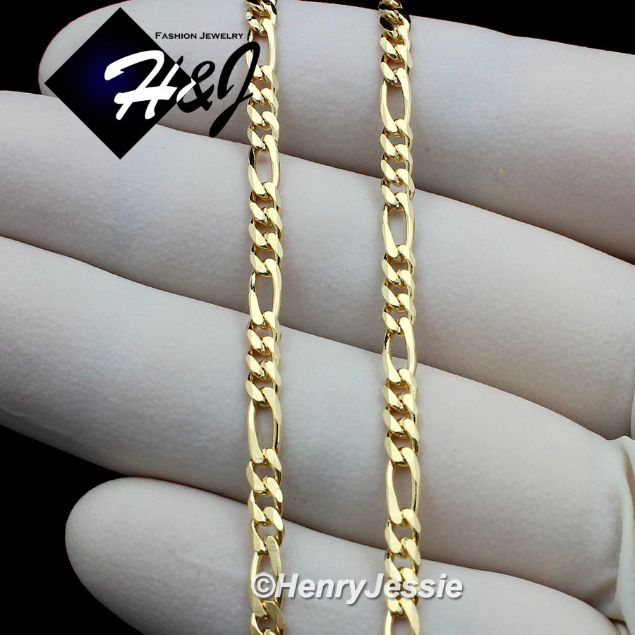 16″-24″MEN WOMEN 18K Gold Filled 3mm Gold Figaro Link Chain Necklace*GFN1