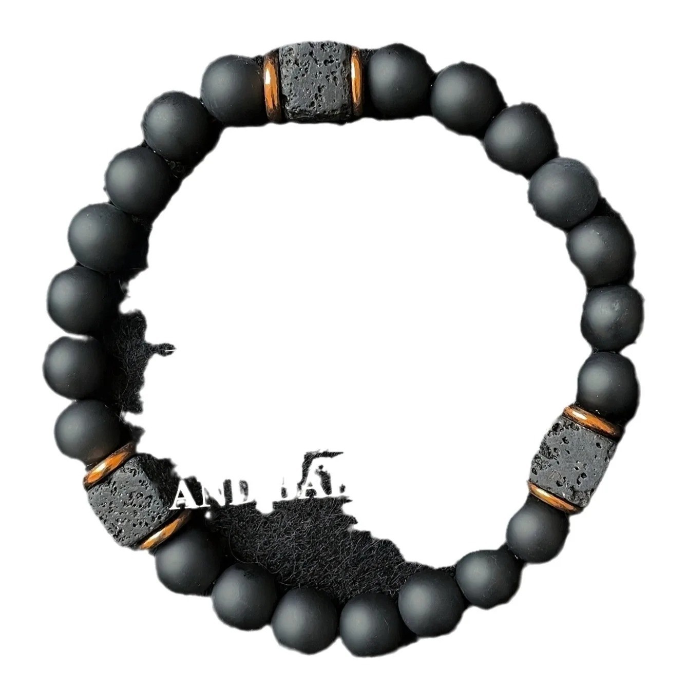 Elastic Volcanic Stone Bracelet Square Agate Jewelry Modern Men Magnetic Therapy