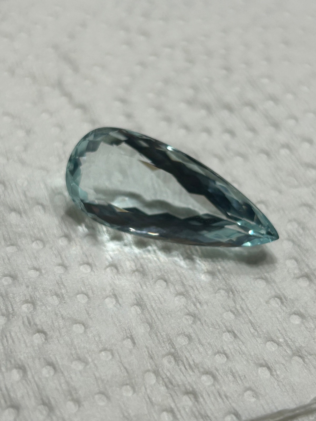 Very Light BLUE TOPAZ 23 CT Faceted Pear /Tear Drop Natural Gemstone 33 x 14 mm