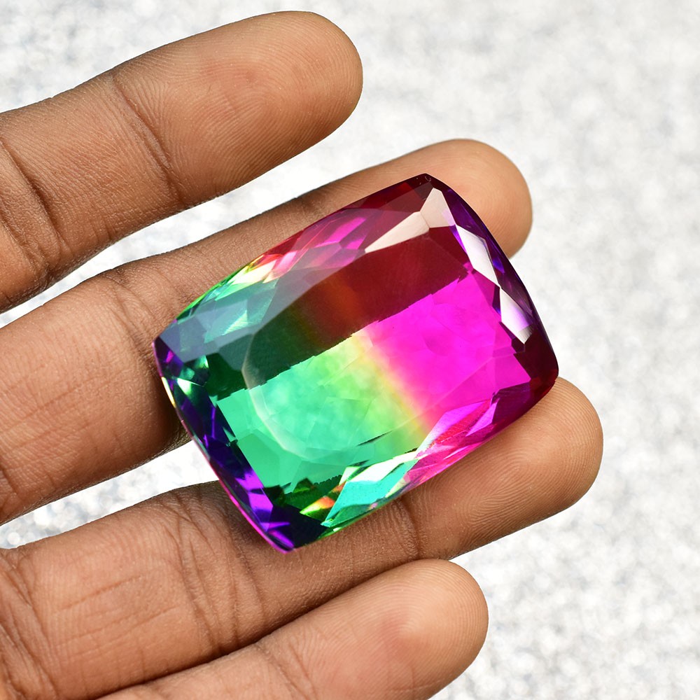 AAA+ Large Natural Bi-Color Tourmaline 133.65 Ct Certified Emerald Cut Gemstone