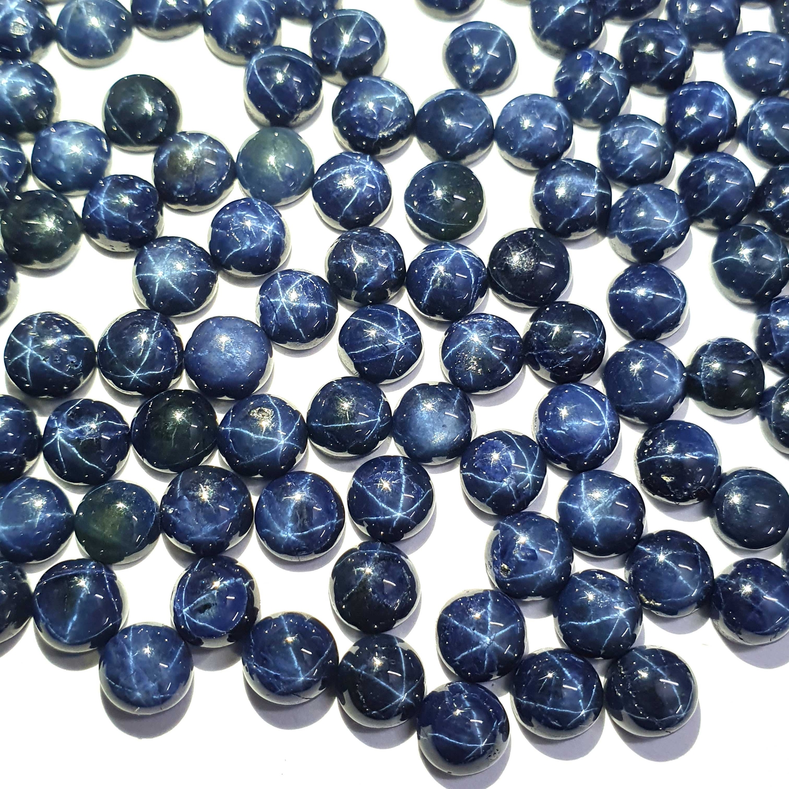 Natural Star Blue Sapphire Diopside Round Cabochon Gemstone Lot 8 Pcs 6 MM 10 CT