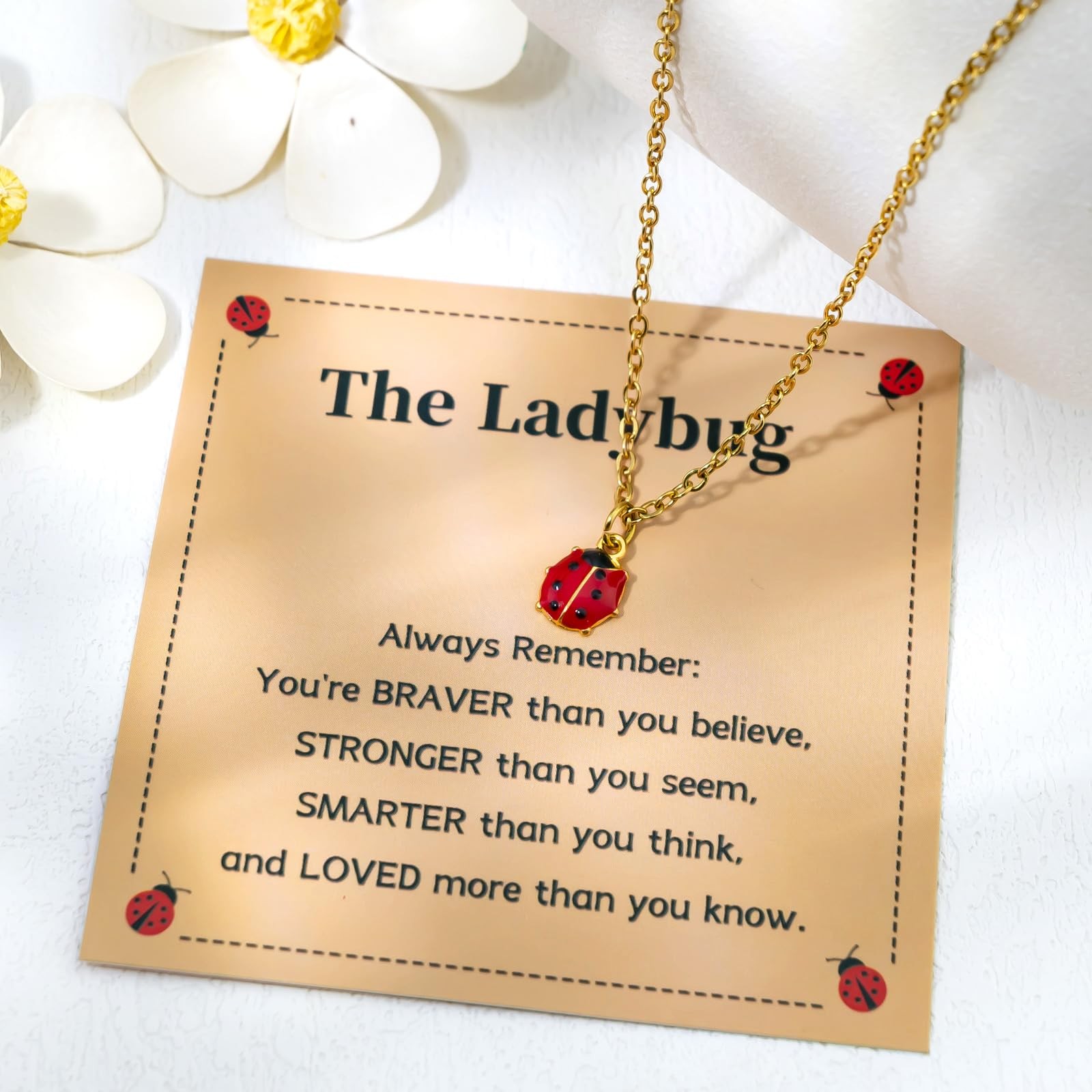Ladybug Necklace Good Luck Charm Ladybug Jewelry Lady Bug Accessories Lady Bu…