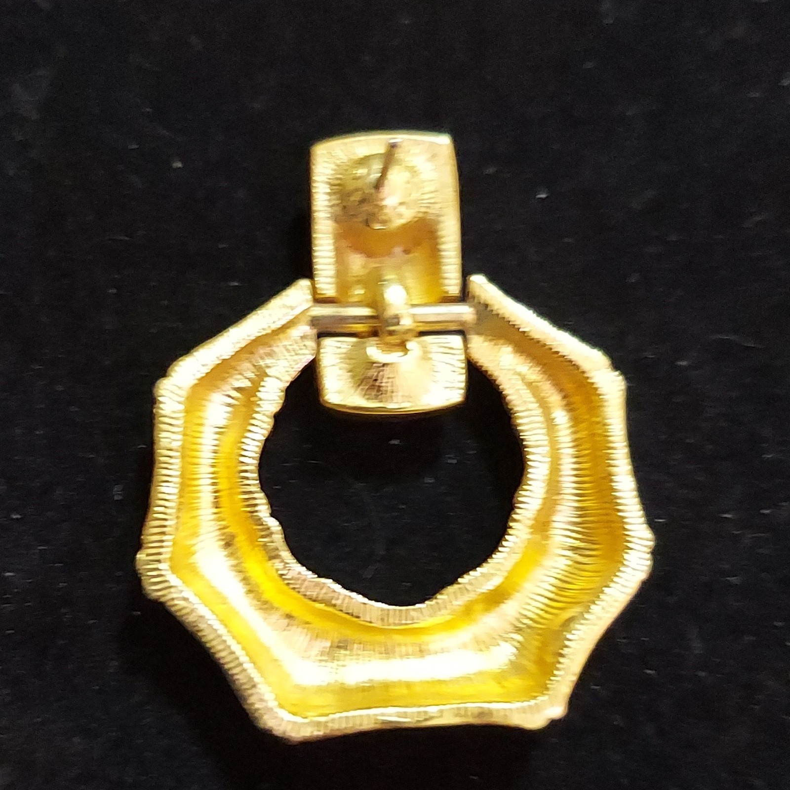 Monet Gold Tone Textured Octagon Geometric Dangle Earrings Stud Back No Stone