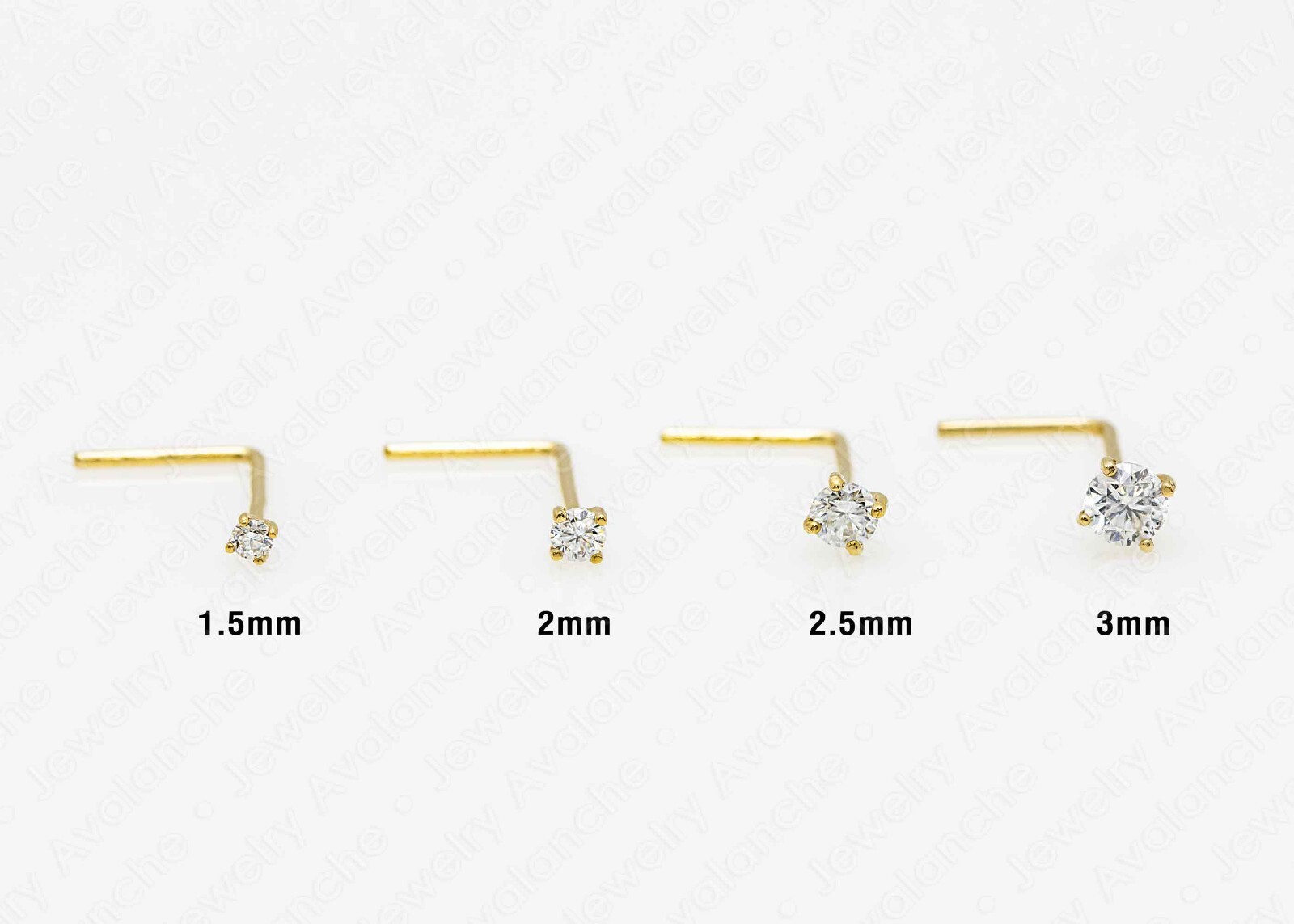 Solid 14kt Gold 22G L-Shape Nose Stud Moissanite Gemstone L-Bend Nose Ring Stud