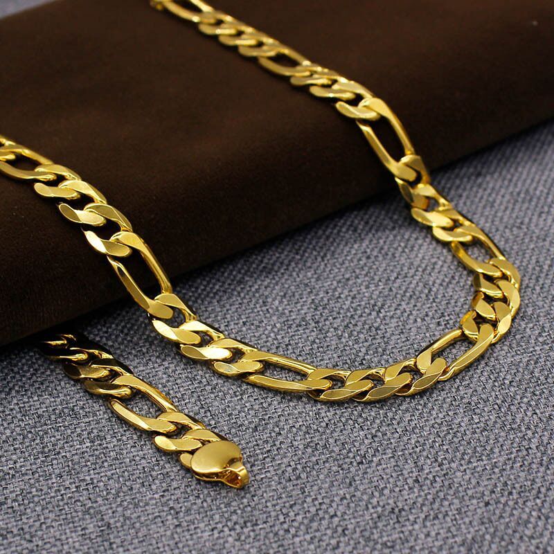 Fine Jewelry 4 mm Fashion 18k Gold Plating Figaro Chain Necklace 20 inch/24 inch