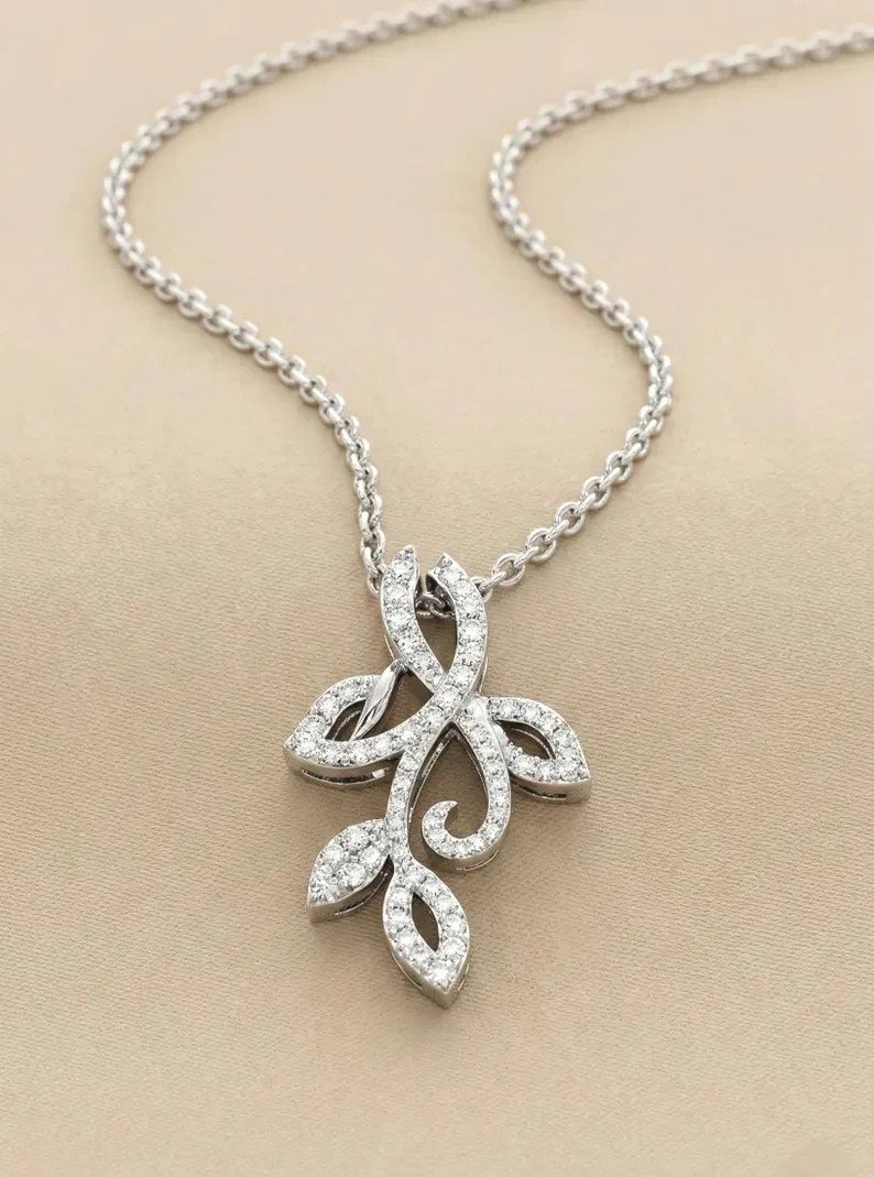 2.00Ct Round Cut Bar Pendant Necklace Simulated Diamond In 14k White Gold Plated