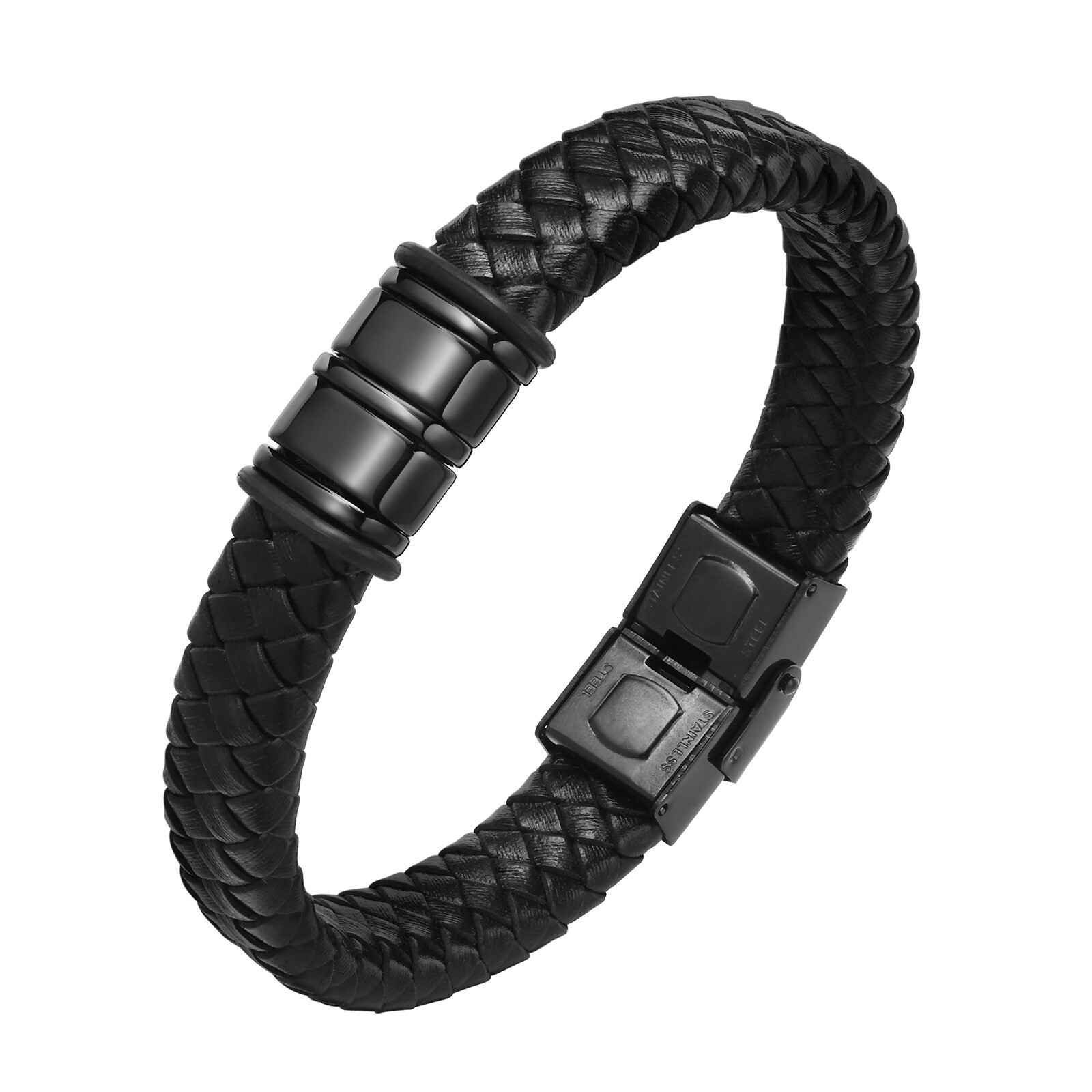 Personalised Men Leather Bracelet Custom Beads Family Name Christmas Gift Dad