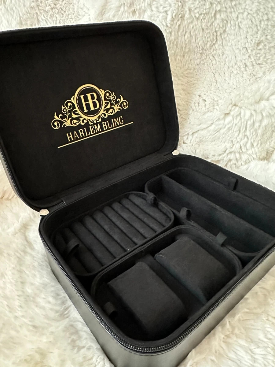 Harlembling Leather Travel Jewelry Box Case, Portable Organizer