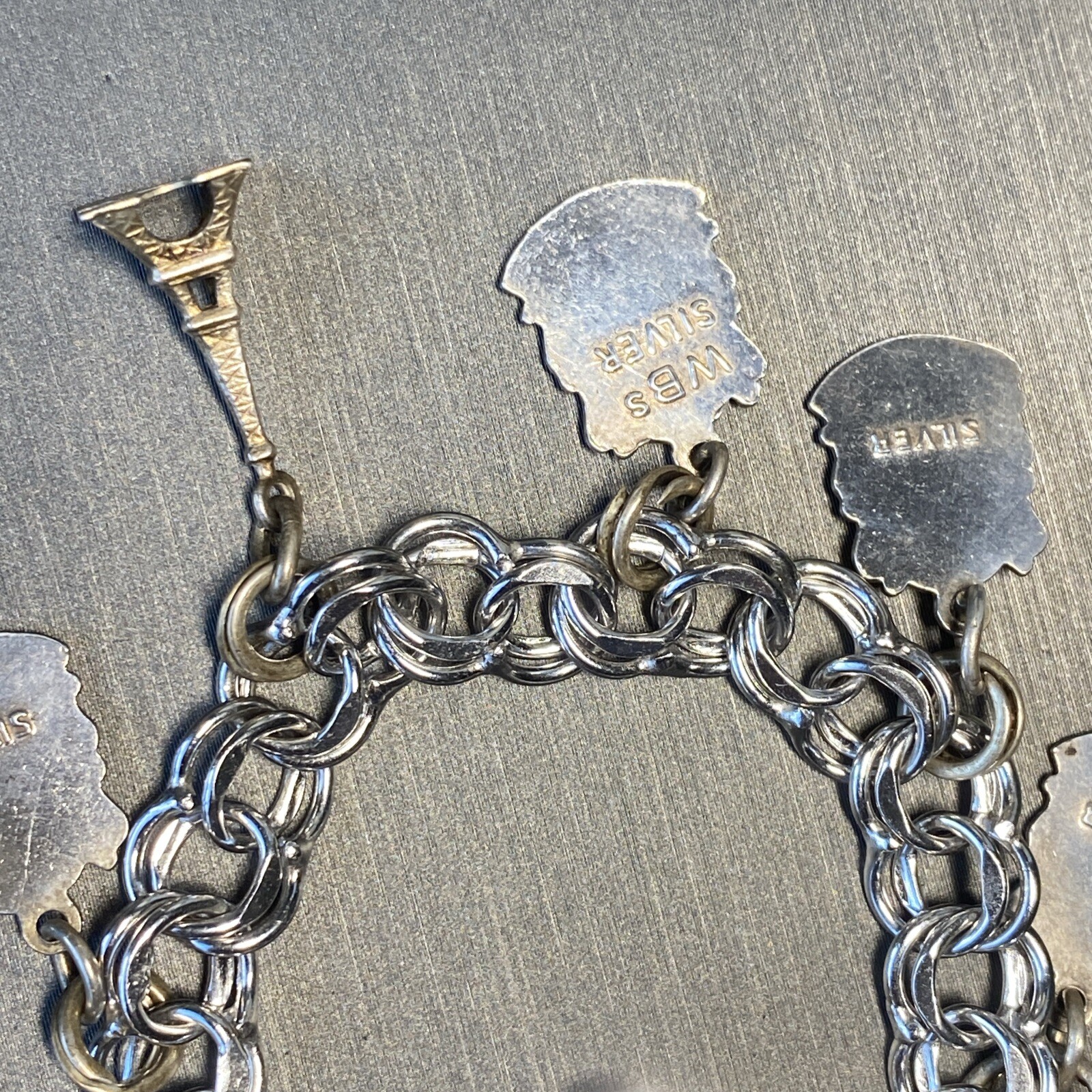Vintage Charm Bracelet Estate Fine Jewelry Pre-Owned Sterling Ireland France
