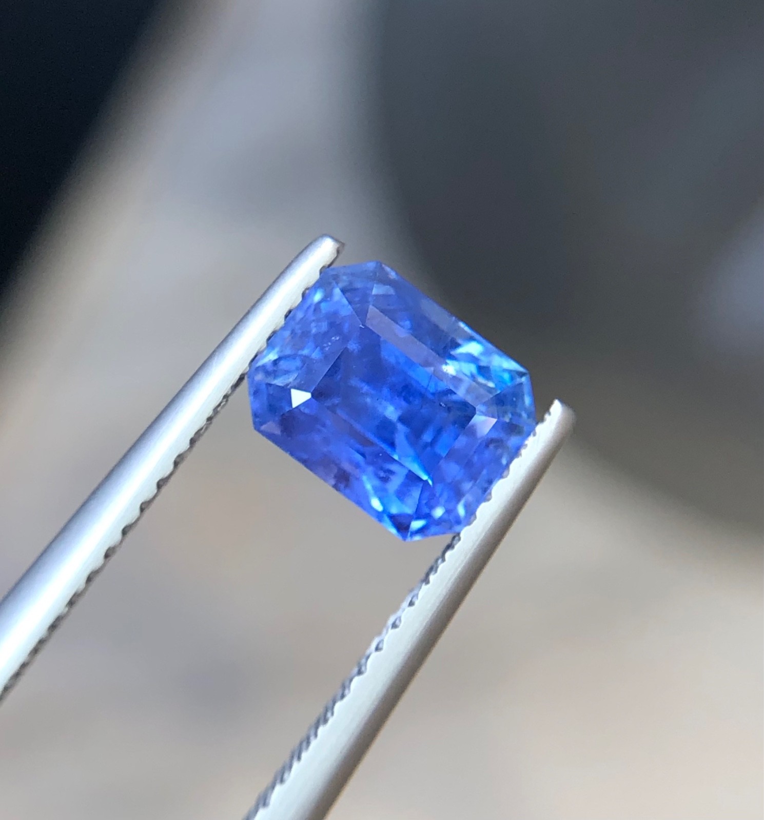 3.17 Carats Blue Sapphire Emerald Cut Certified Natural SriLanka Loose Gemstone