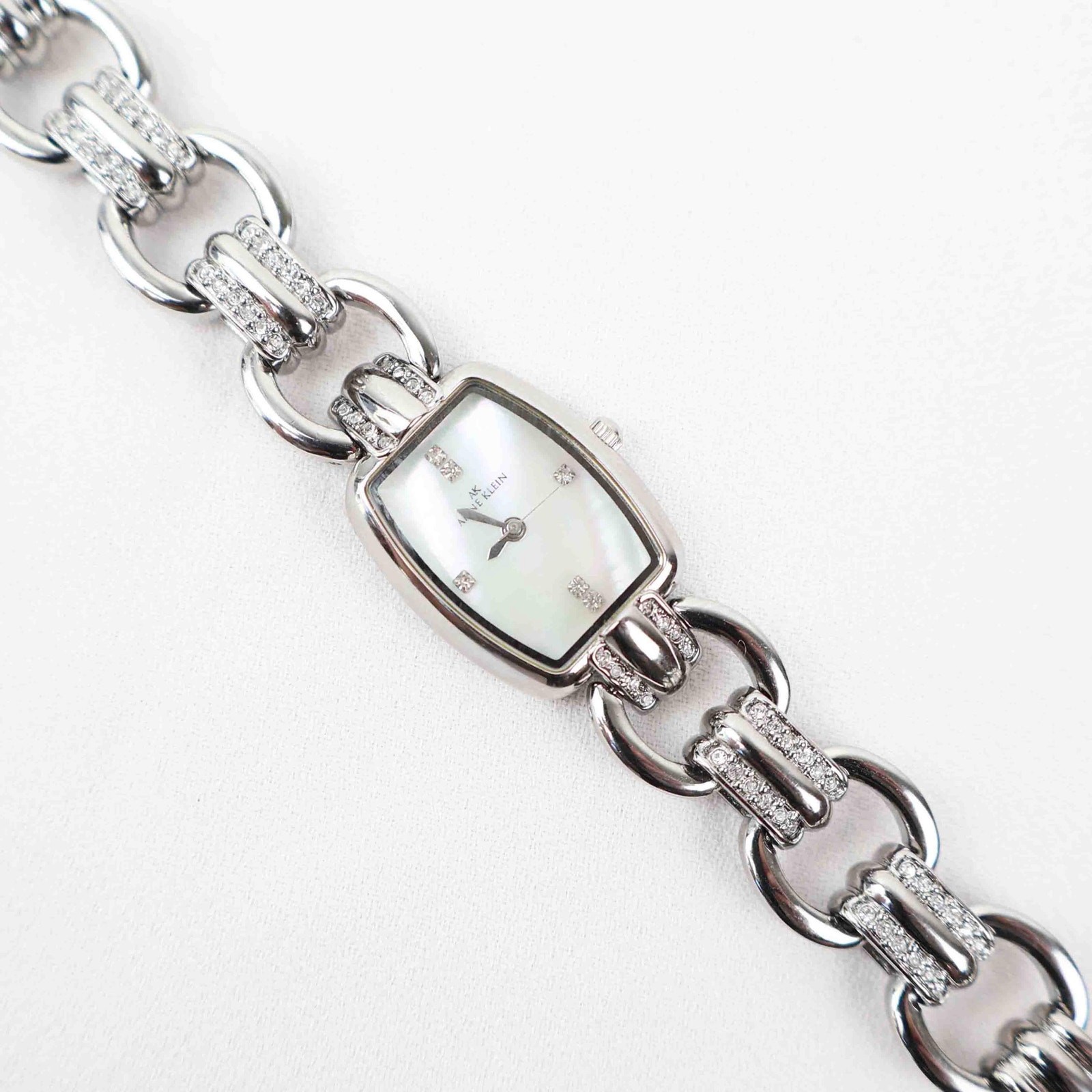 Vintage Anne Klein Rectangle Face Watch – Silver Tone Bracelet (Working Battery)