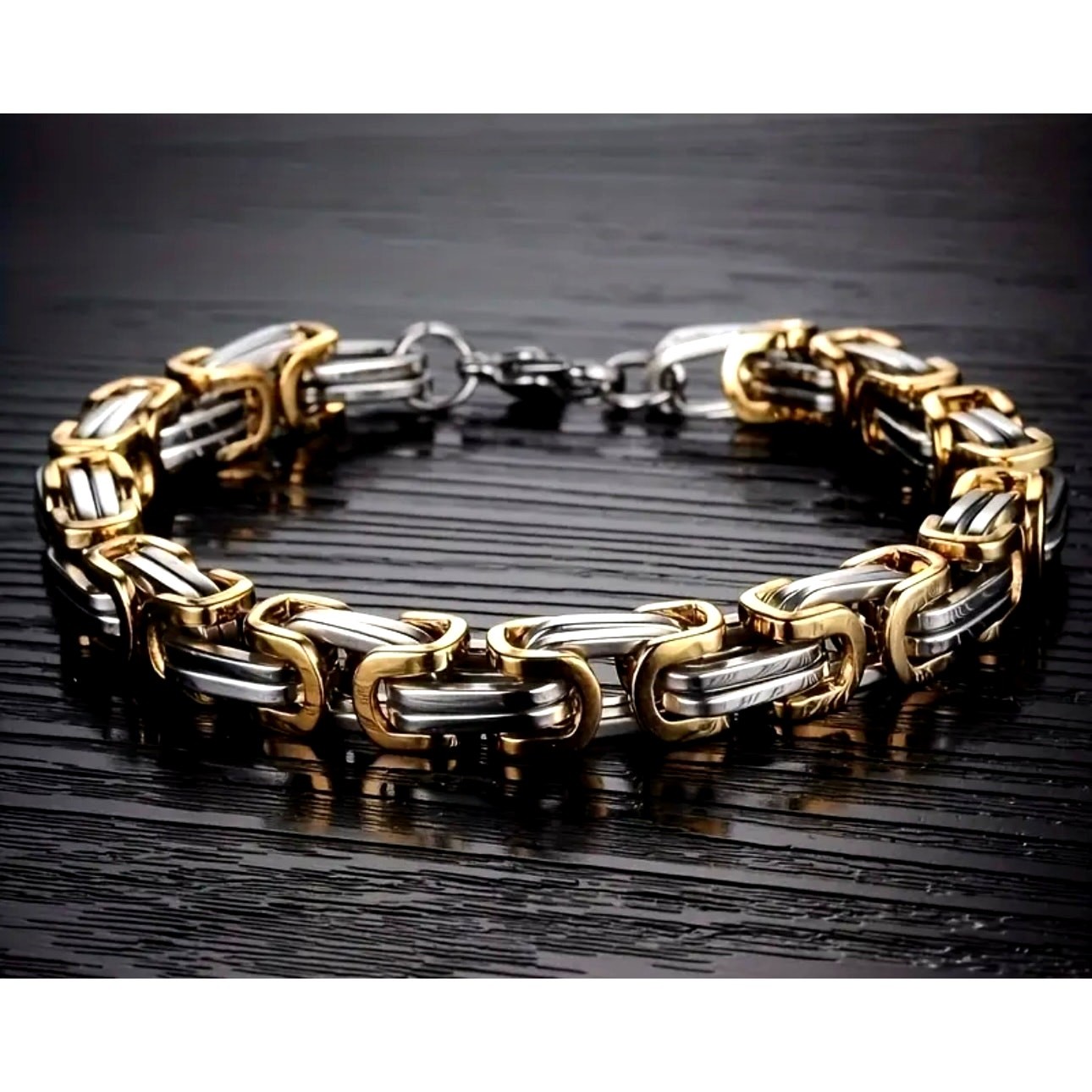 Unisex Classic Box Chain Bracelet Silver on Silver