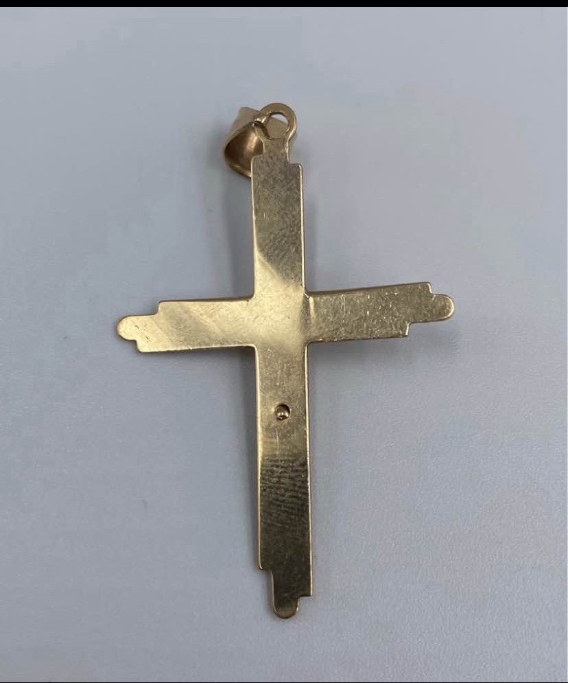 14k Solid Yellow, Rose & White Gold tri-color Crucifix Pendent 2.92g