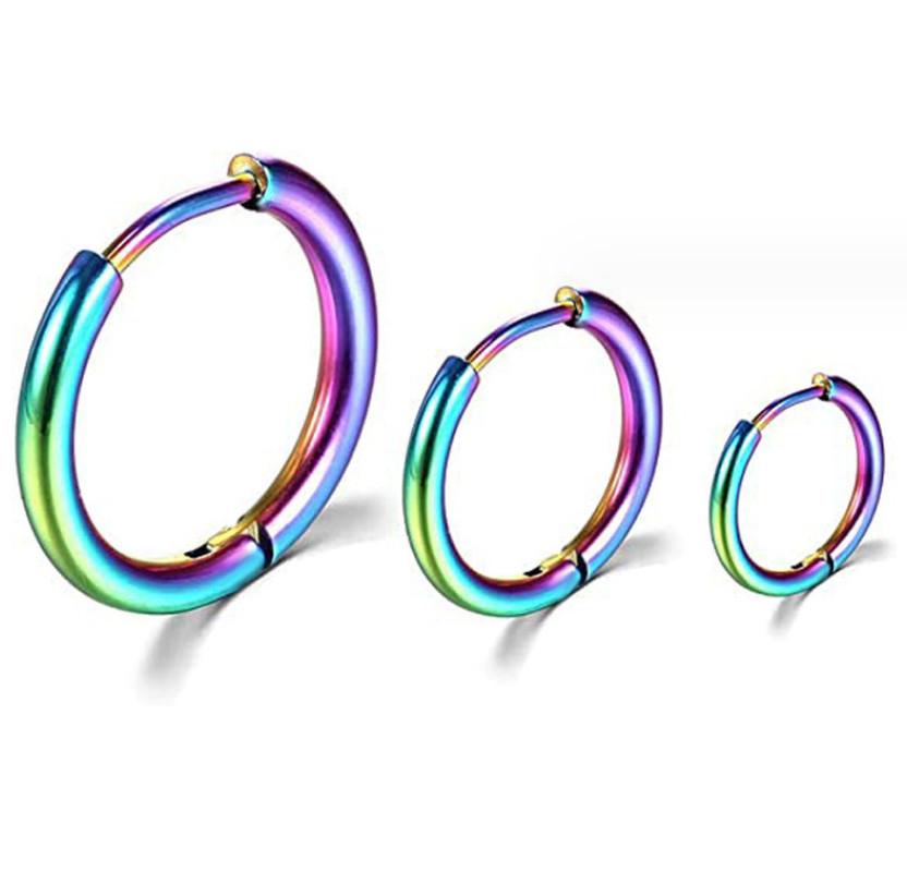 Men Women Stainless Steel Small Huggie Earrings Cartilage Lip Piercing Nose Hoop