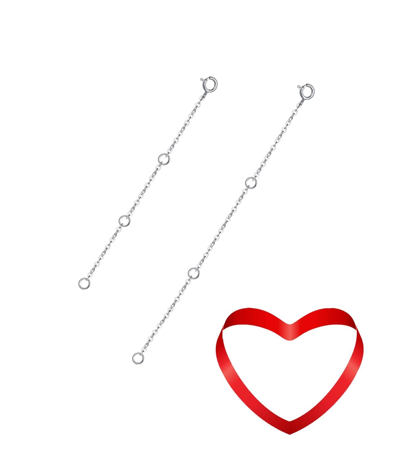 Sterling Silver Necklace Extenders Set of 2 – Adjustable 2″ & 5″ or 3″ & 4″ Chai