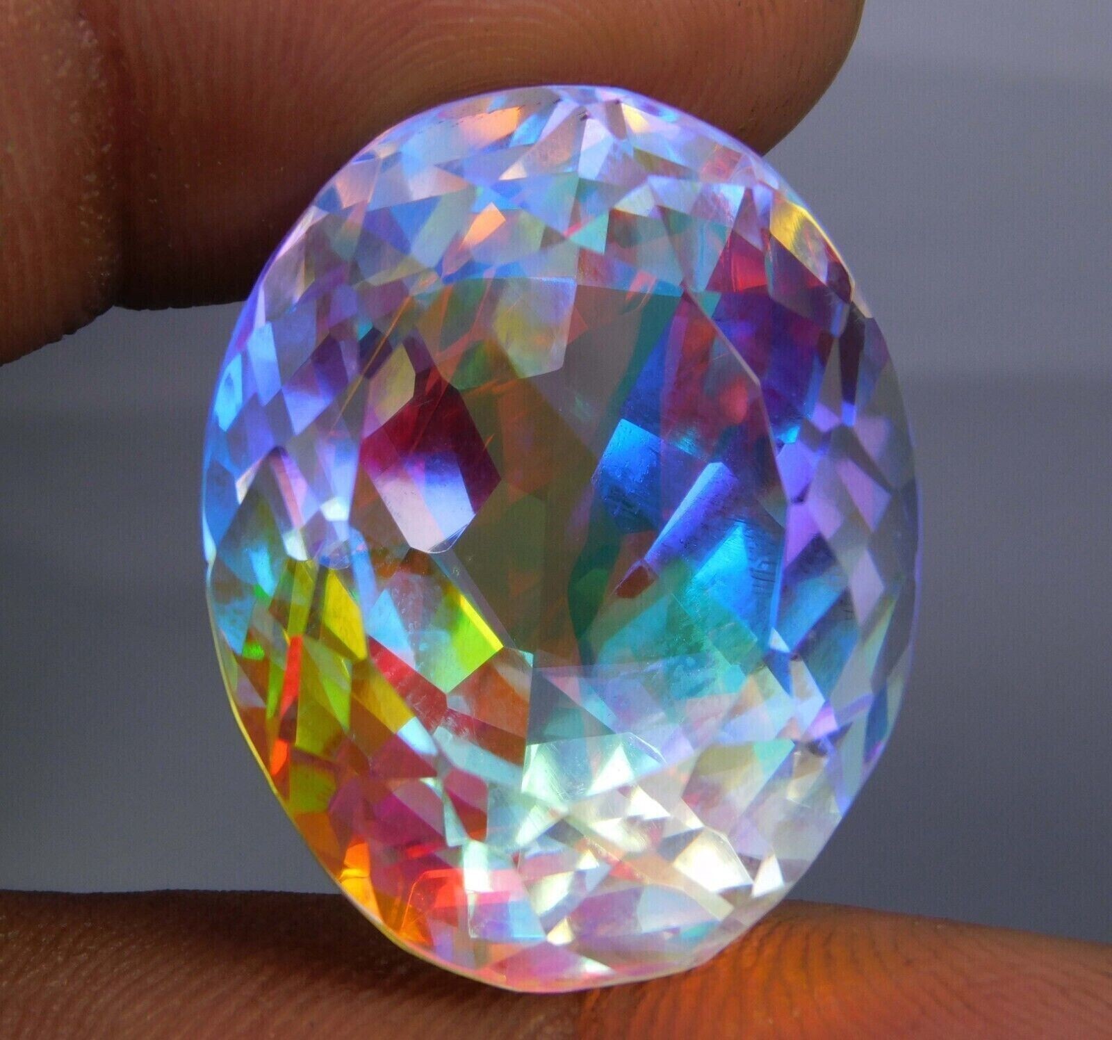 Natural Rainbow Mystic Topaz Certified Oval Cut AAA 68Ct+ Loose Gemstone