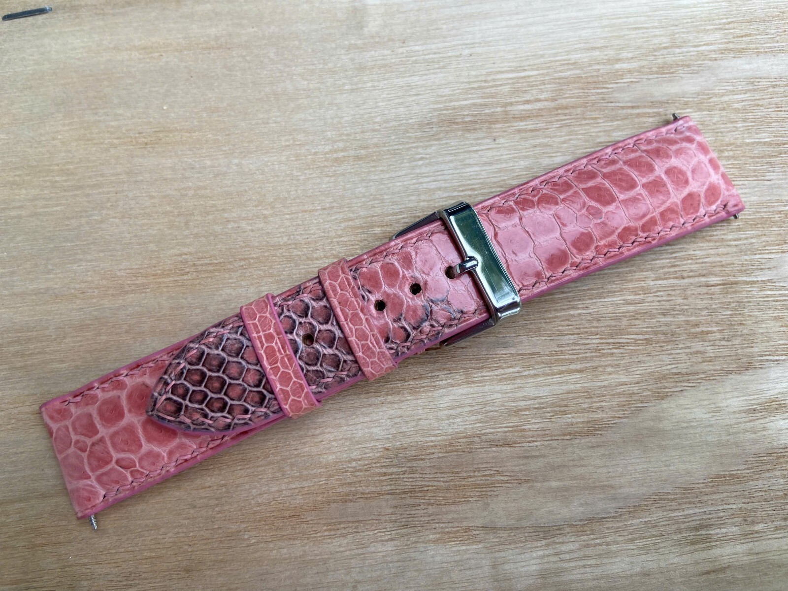 Pink Snake Leather Watch Strap Band, Size 16mm 18mm 20mm 21mm 22mm 24mm 26mm