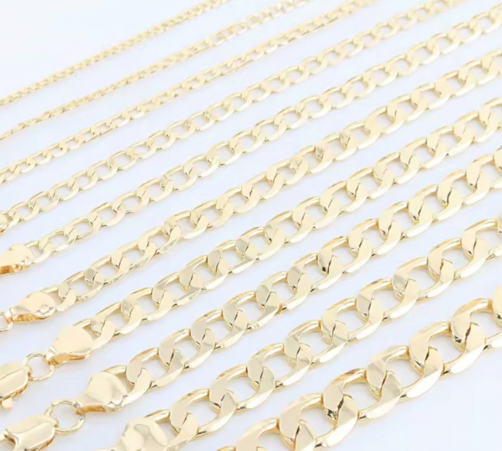 14k Gold Filled Cuban Chain Curb Link Necklace 3-8mm 18-24” Men Women