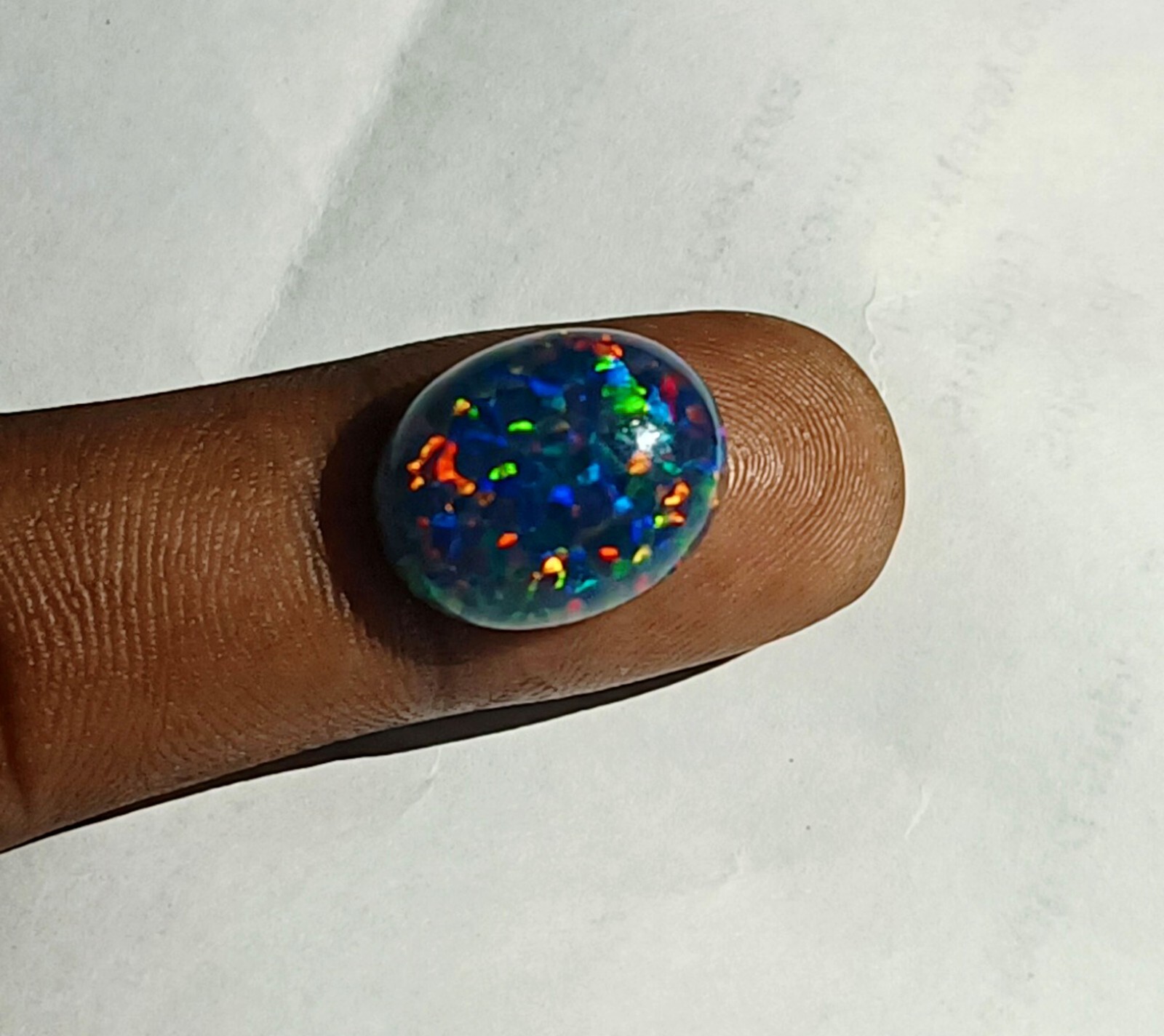 NaturalCertified Black Fire Opal Oval Cabochon 9.70 Ct Australian Loose Gemstone