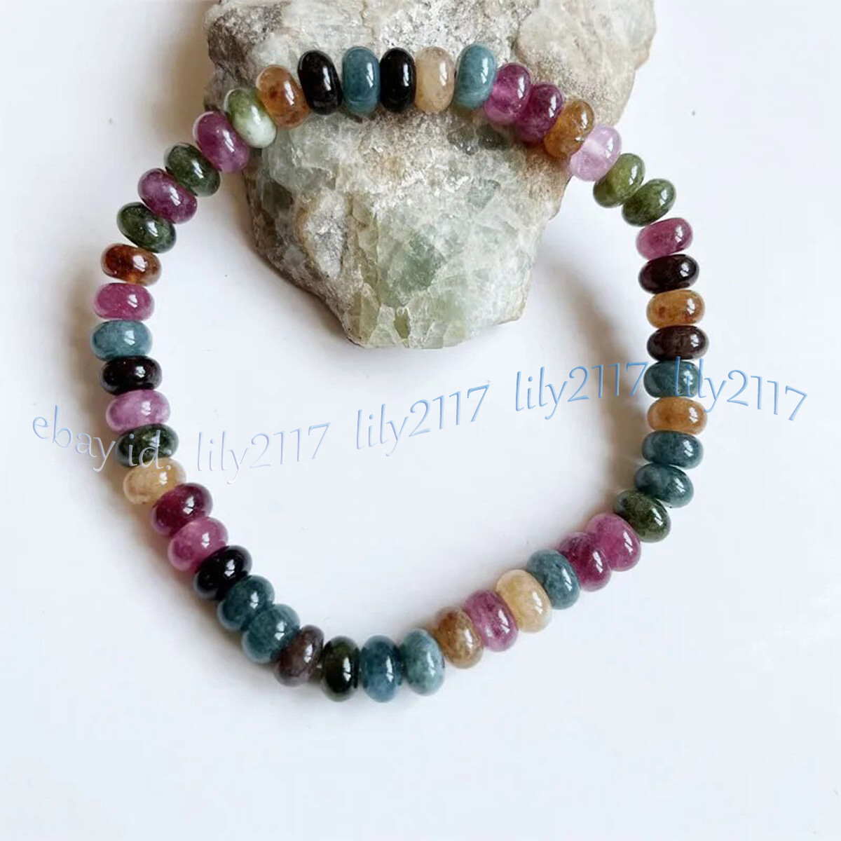 Natural Colorful Tourmaline Rondelle Gems Beads Necklace Bracelet Earrings Set