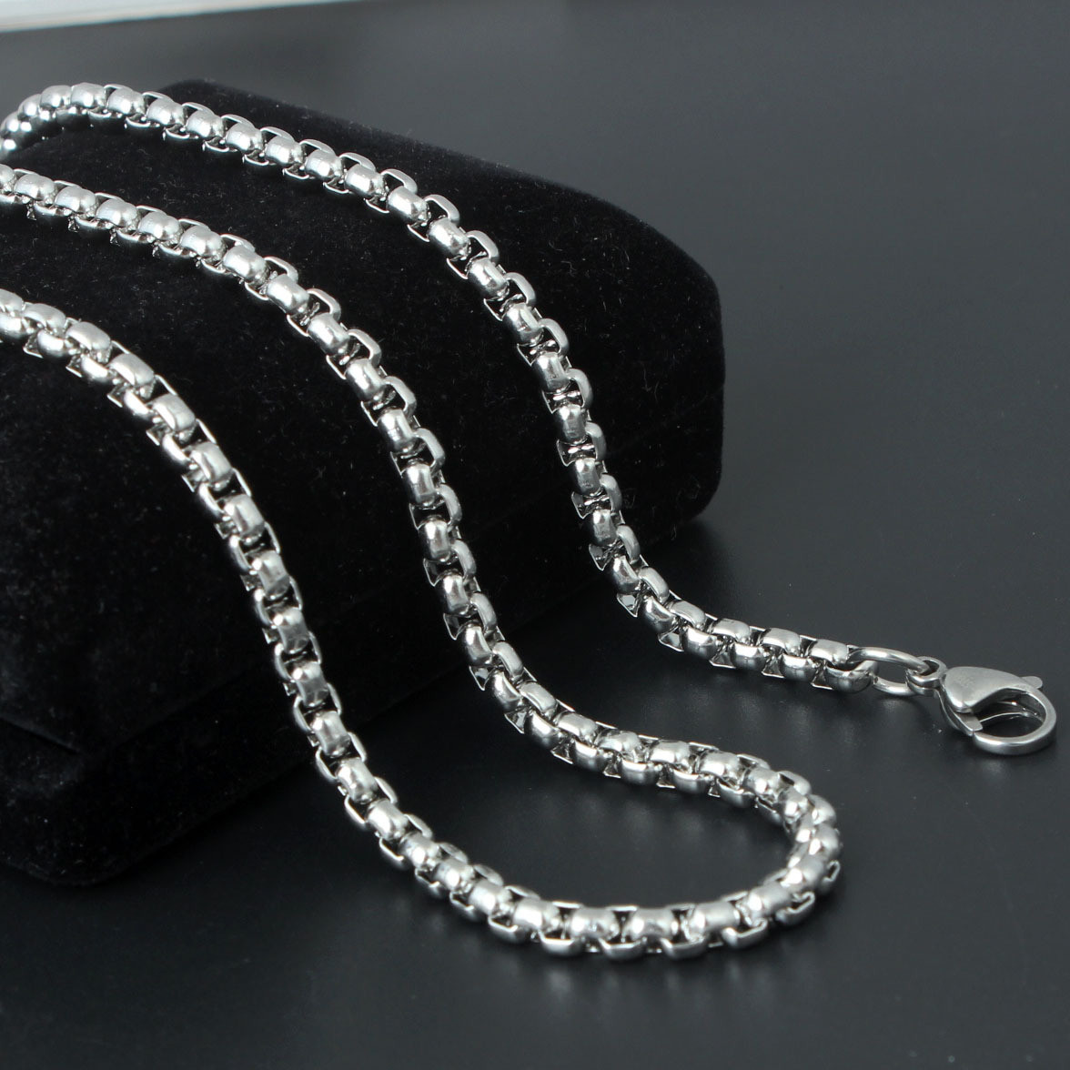 5pcs/lot Stainless Steel Square Rolo Link Chain Box Chain Necklace for Men Women