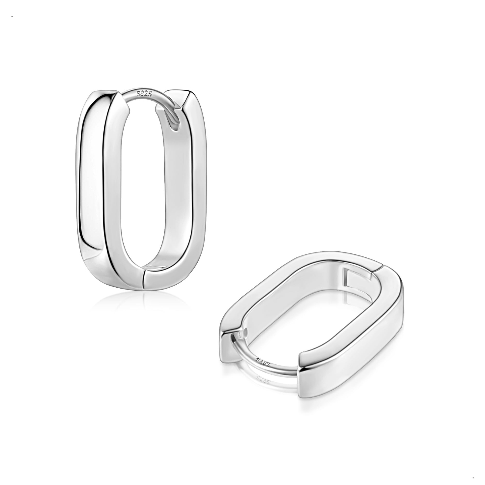 925 Sterling Silver Earrings Small Chunky Sliver Hoop Earrings for Women Tren…