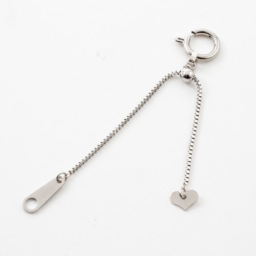 Pt850 Solid Platinum 0.8mm Box Chain Extender Adjustable up to 3″ Made in Japan