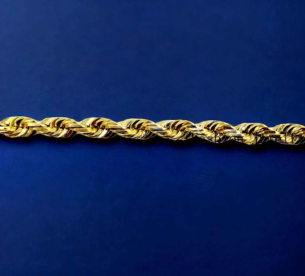 14K Yellow Gold Rope Chain Necklace Diamond Cut Real Gold 1mm-10mm 16″-30″