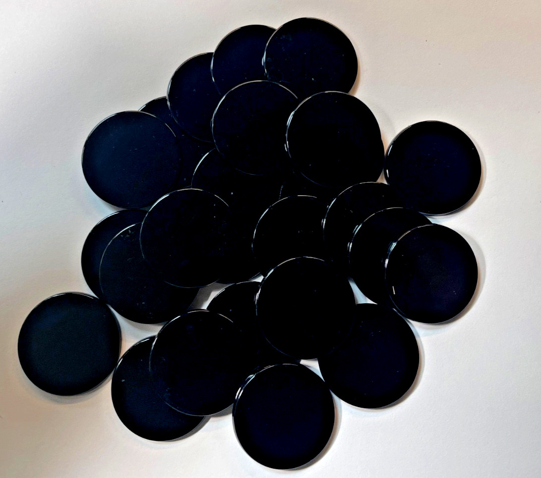 TWO (2) PIECES OF GENUINE BLACK ONYX ROUND FLAT COIN SHAPE 30 MM BELOW WHOLESALE