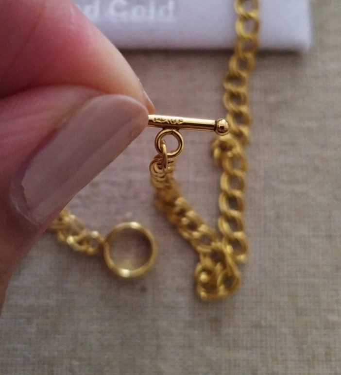 14ct Rolled Gold Double Curb Toggle T-Bar Necklace Worn Twice 7g approx light