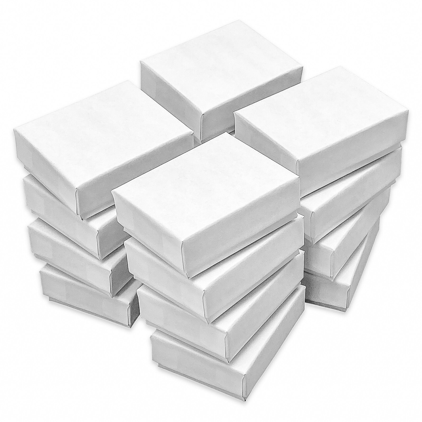 TheDisplayGuys Kraft Paper Jewelry Gift Boxes & Cotton Insert 100-Pack (White)