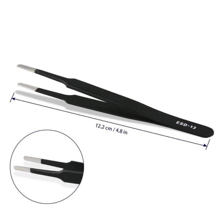 6Pcs ESD Anti-static Tweezers Set Maintenance Repair Stainless Steel Tools Kit