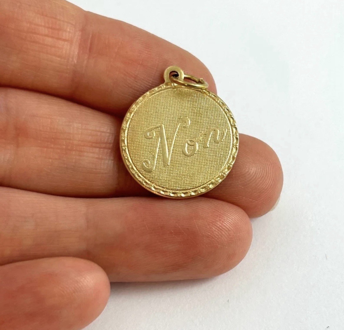 Vintage French Non Charm No Necklace Pendant Brass Metal Jewelry
