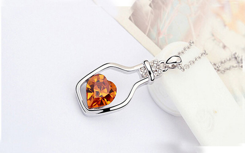 Love Bottle Silver Plated Girl Charm Necklace Gift Women Pendant Fashion Jewelry