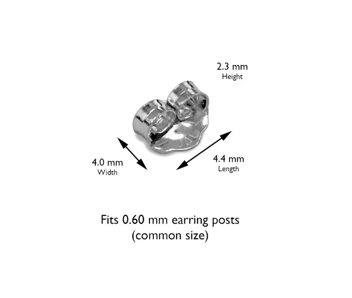 14k White Gold Replacement Earring Push Backs (1 Pair) for 0.6 mm Thick Earring
