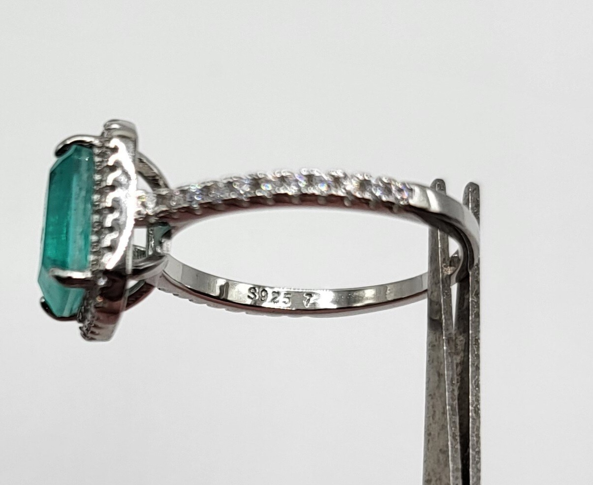 2.5 Ct Paraiba Tourmaline Ring Halo Ring 925 Sterling Silver Engagement Size 6
