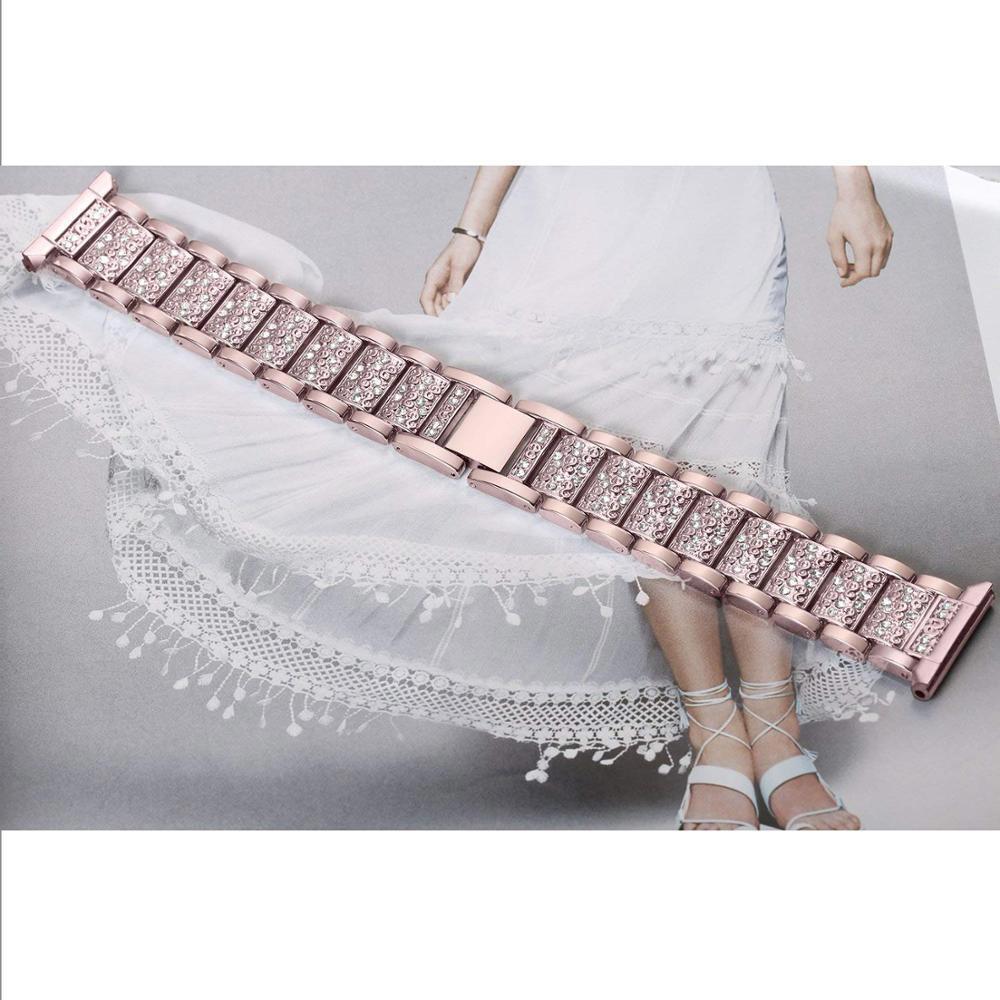 Bling Metal Stainless Steel Watch Band Wrist Strap For Fitbit Versa/Versa 2/Lite