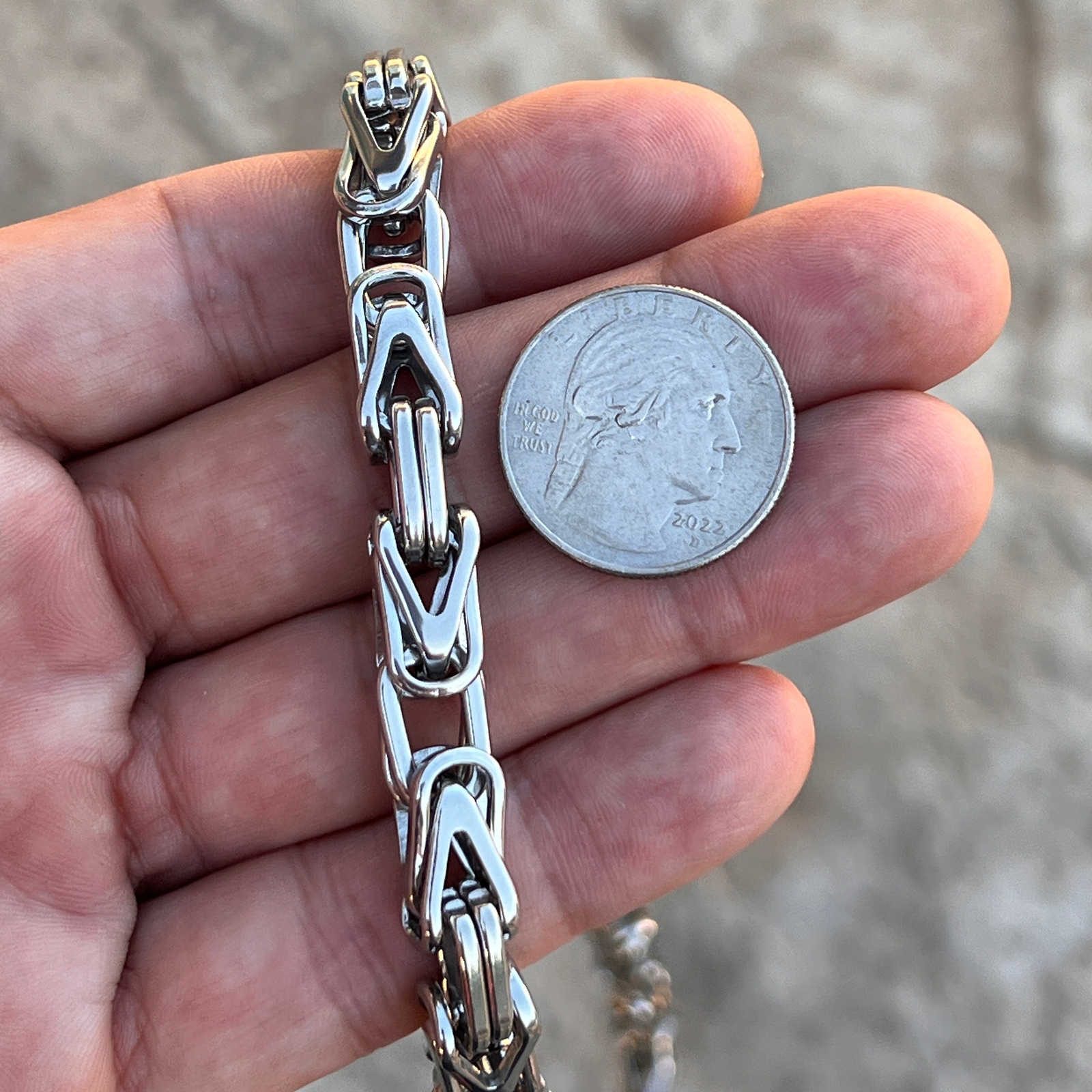 Men’s Stainless Steel Classic Byzantine Link Chain Necklace 24″ inch x 9MM Thick