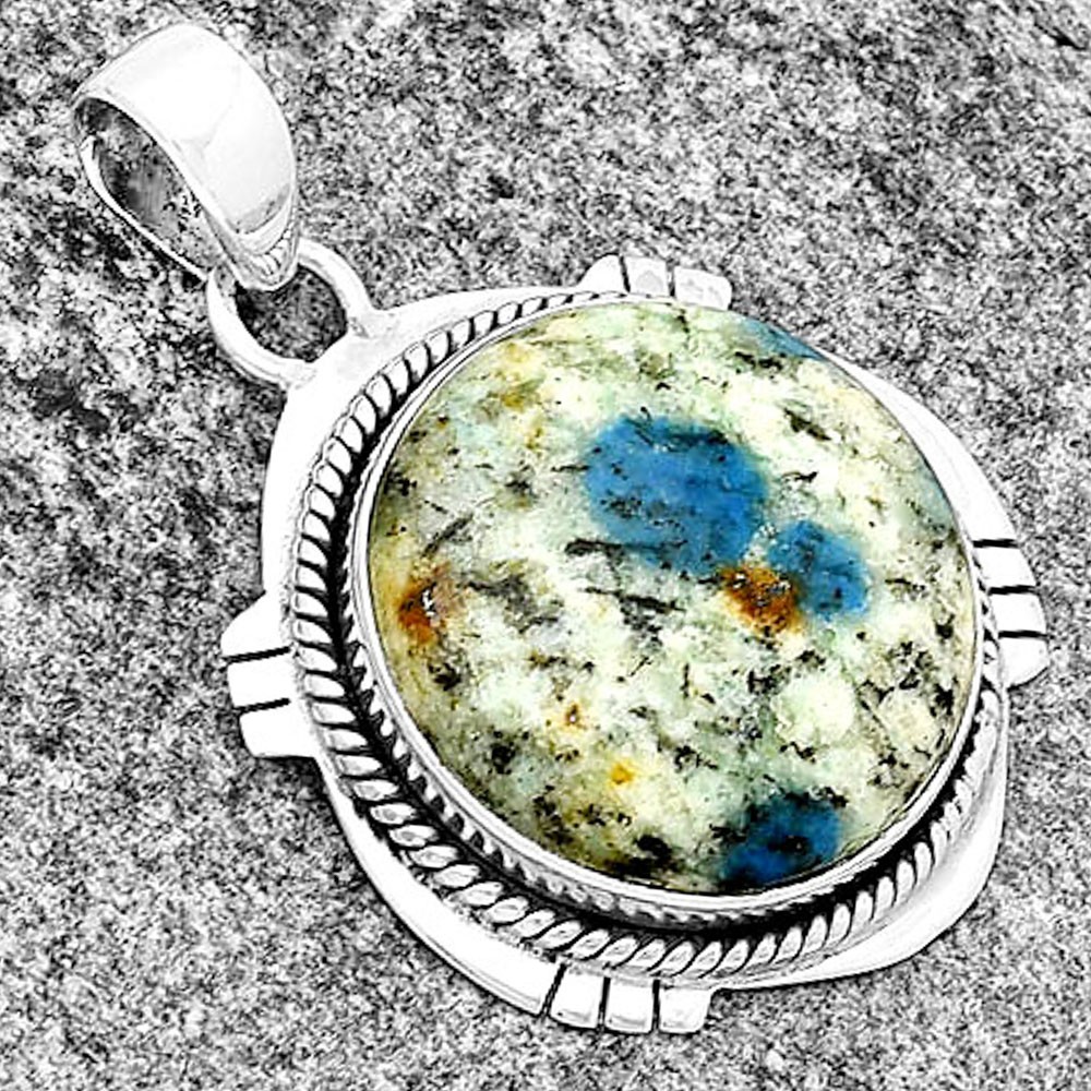 Natural K2 Blue – Azurite In Quartz 925 Sterling Silver Pendant Jewelry P-1463