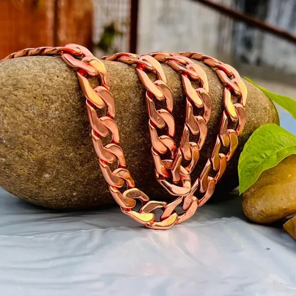 22 inch Pure Copper Solid CUBAN Chain Necklace, Healing Jewelry Spiritual