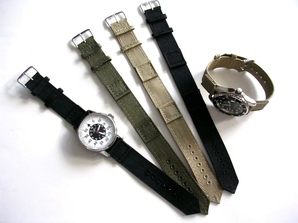 WWII Canvas 1pc NATO ® RAF Military Army drab XL watch band strap IW SUISSE USA