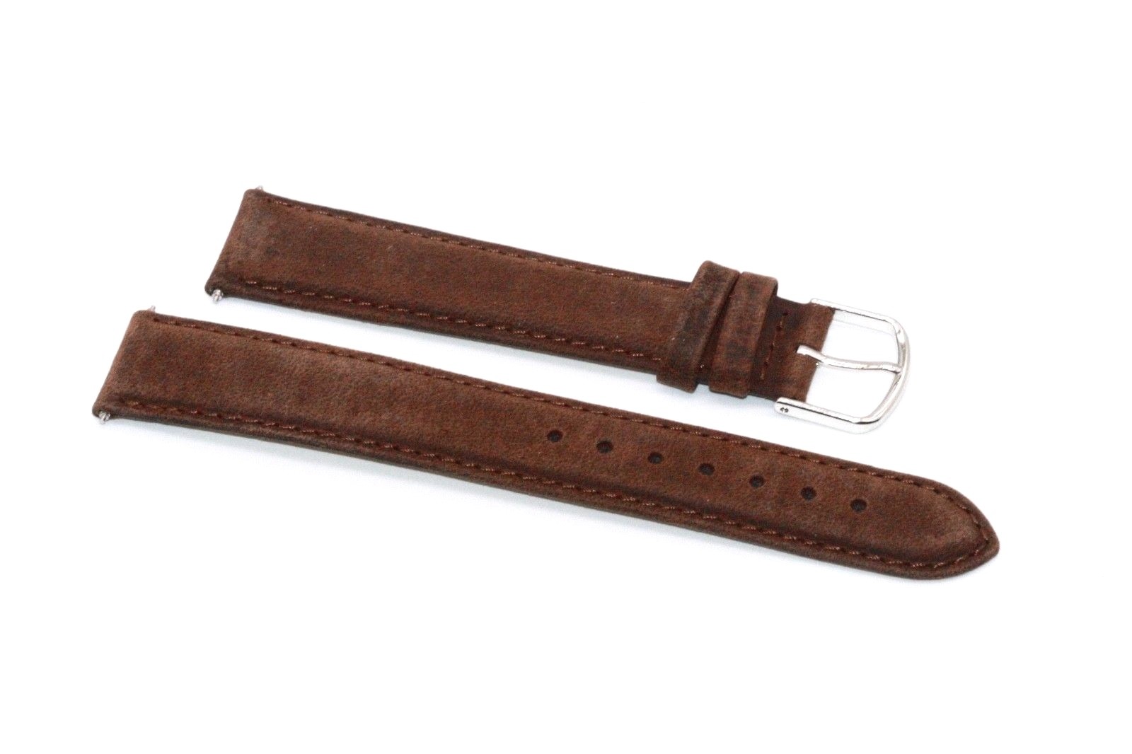 TIMEX LONG 18MM BROWN PADDED STITCHED LEATHER WATCH BAND