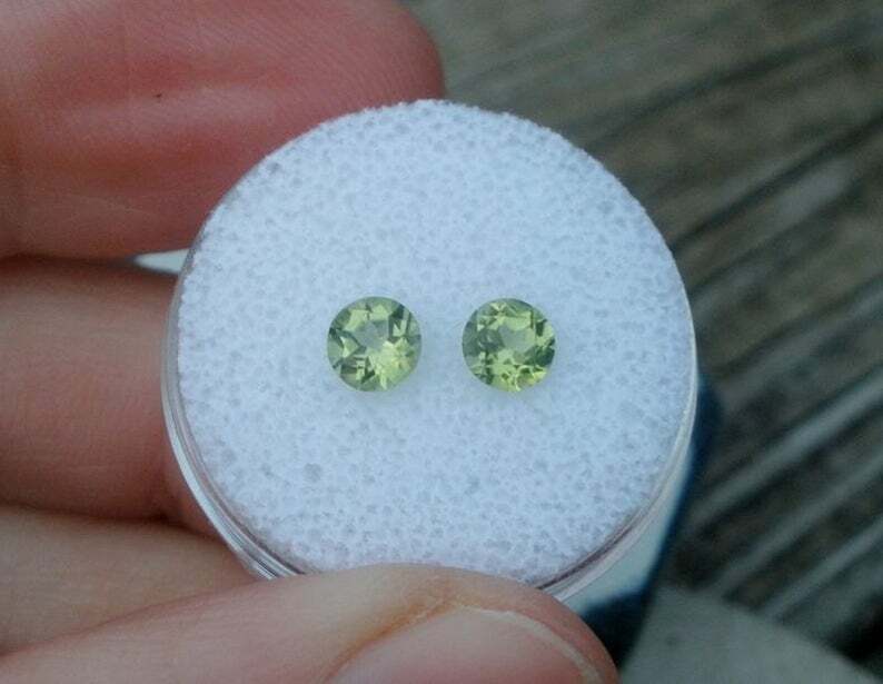 Peridot Round Loose Faceted Natural Gem Pair 5mm each